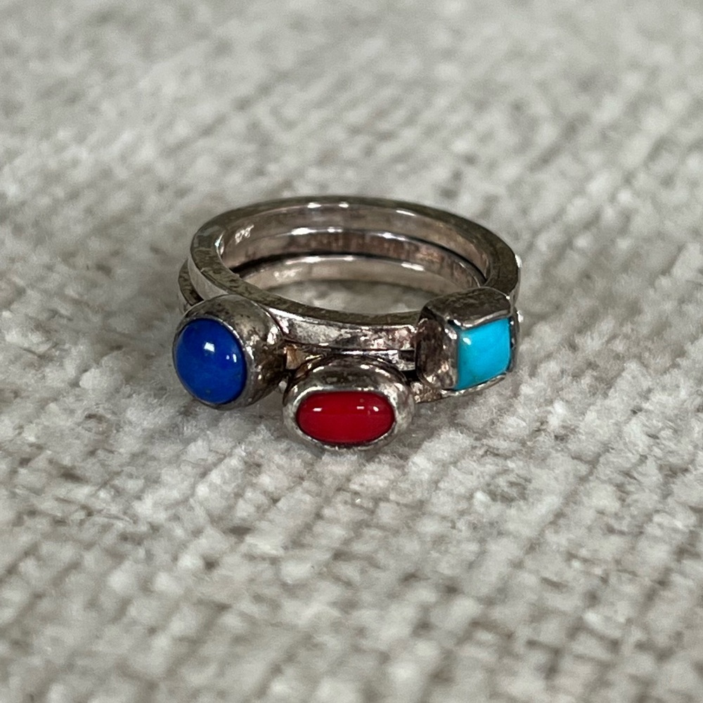 Carolyn Pollack 925 Sterling Silver Set of 3 Stacking Rings - Size 6